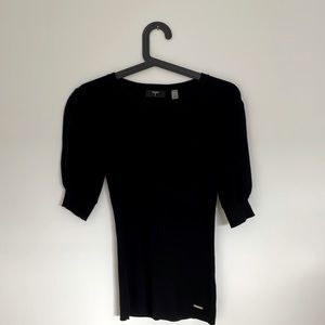 T TAHARI black short puff sleeve crew neck sweater size XS